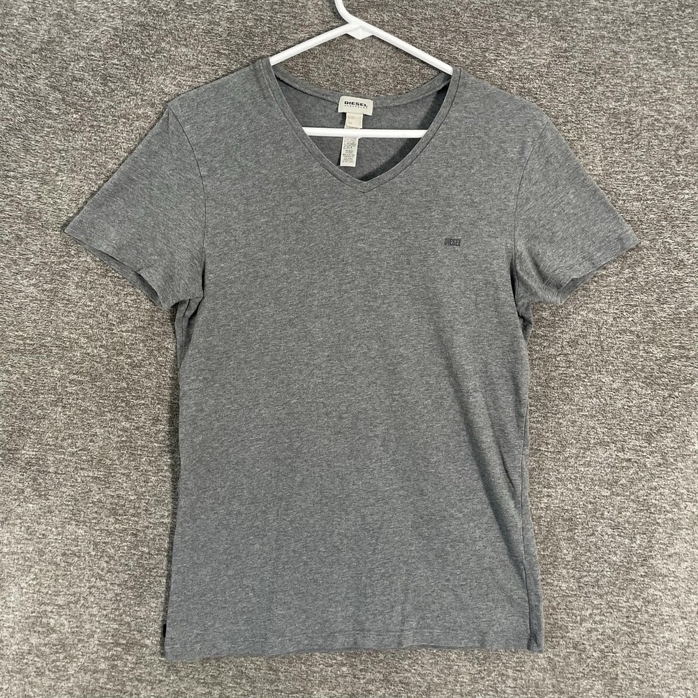 Diesel The Essential Shirt Mens Small Gray V Neck Stretch Undershirt Tee